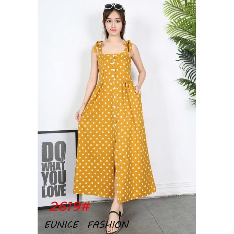 yellow polka dot maxi dress