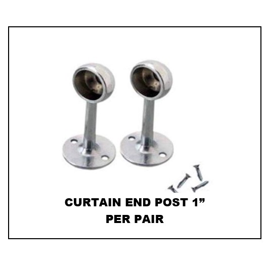 Curtain End Post 1" (per pair) with Tox and Screw / Curtain Rod End