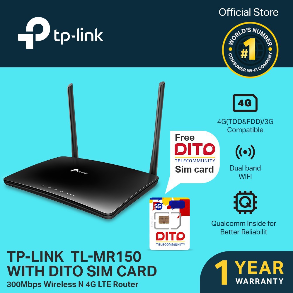 TPLink TLMR150 300Mbps Wireless N 4G LTE Modem Wifi Router with FREE