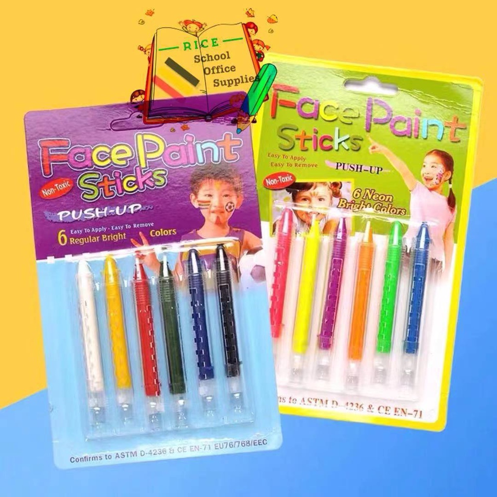 Face Paint Crayons Sticks Pushup Set 6 Colors Pens Costume for
