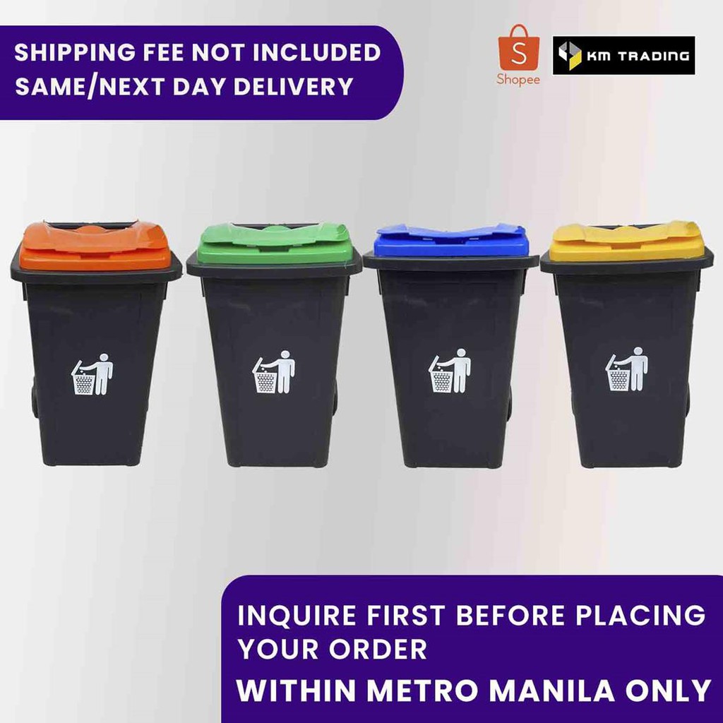 Nikko Trash Bin Trash Can with Wheels 100L Basurahan Garbage Bin Manila ...