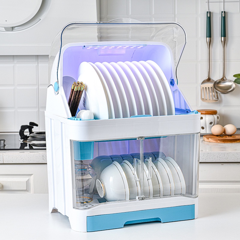 2 Layer Dish Rack With Cover Kitchen Dish Rack Drainer Dish Organizer 
