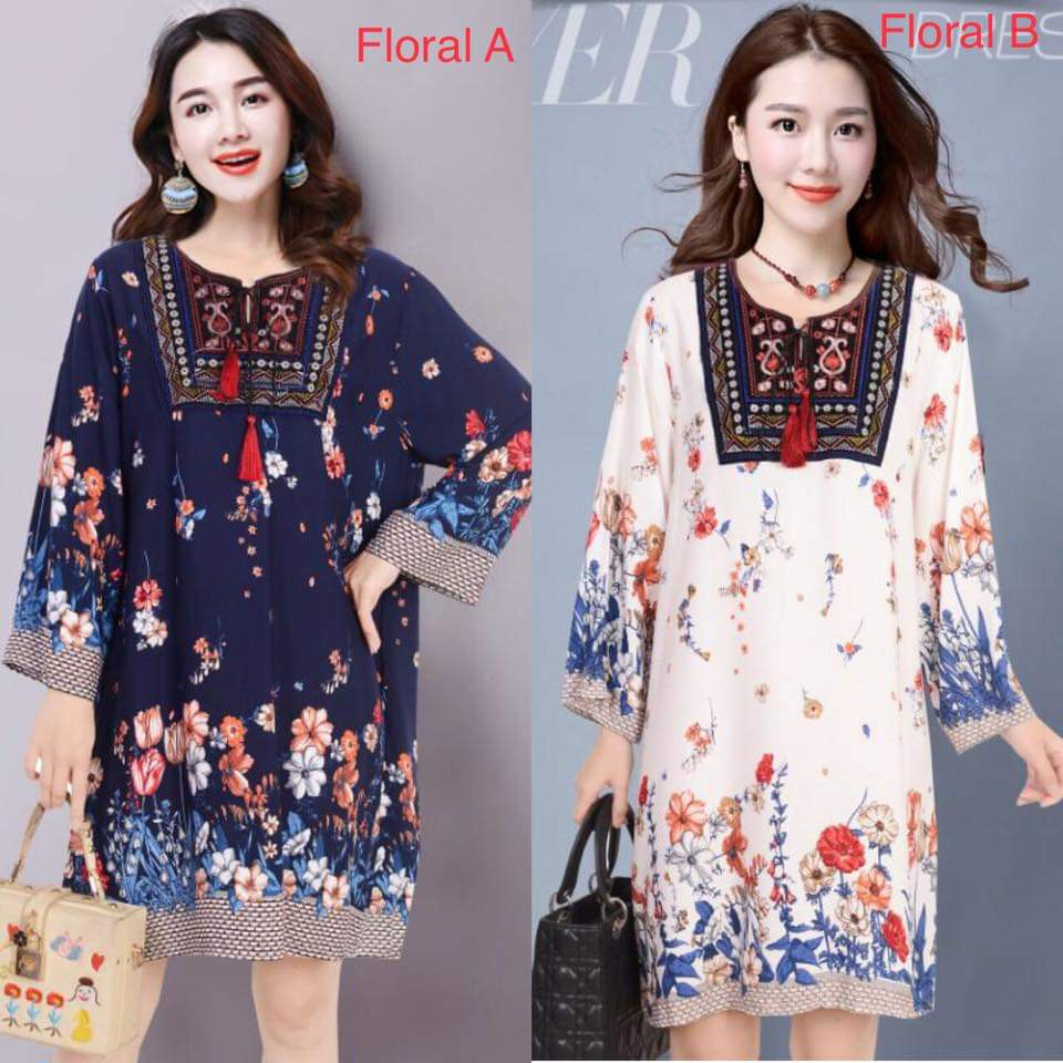 Women Plus size floral dress code | Shopee Philippines