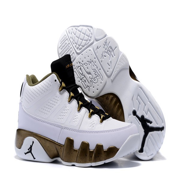 jordan 9 white and gold