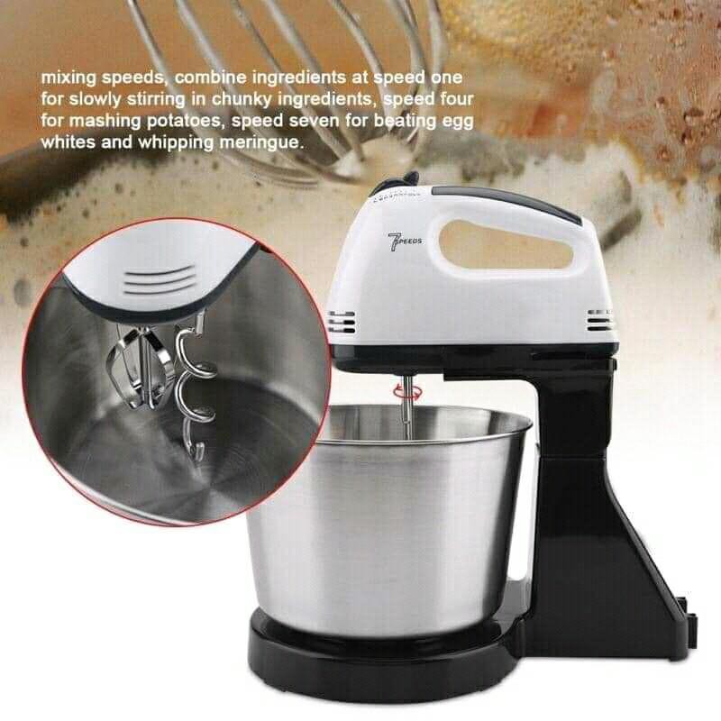 CQW Hand Mixer 7 Speed Electric Mixer with Stand and Stainless Bowl - Image 3