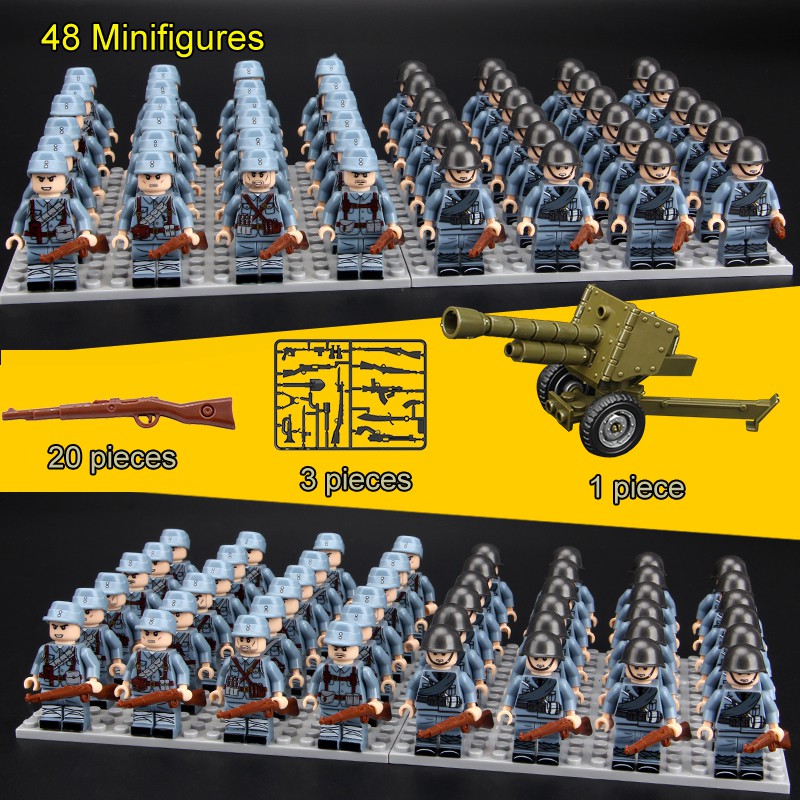 48PCS Military Armys WW2 World War II Army Soldiers Figure Military ...