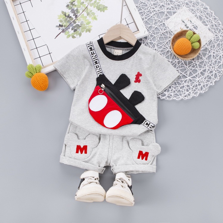 Cartoon Mickey Mouse Terno Baby Boy Outfit Birthday Gift Girl Mickey Mouse Tshirt Shorts Set Ootd for Kids Casual Clothes