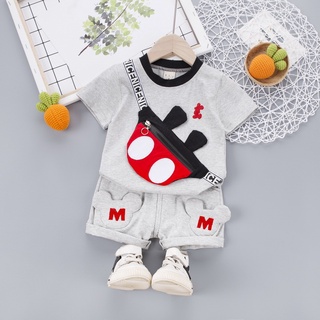 Cartoon Mickey Mouse Terno Baby Boy Outfit Birthday Gift Girl Mickey Mouse Tshirt Shorts Set Ootd for Kids Casual Clothes #1