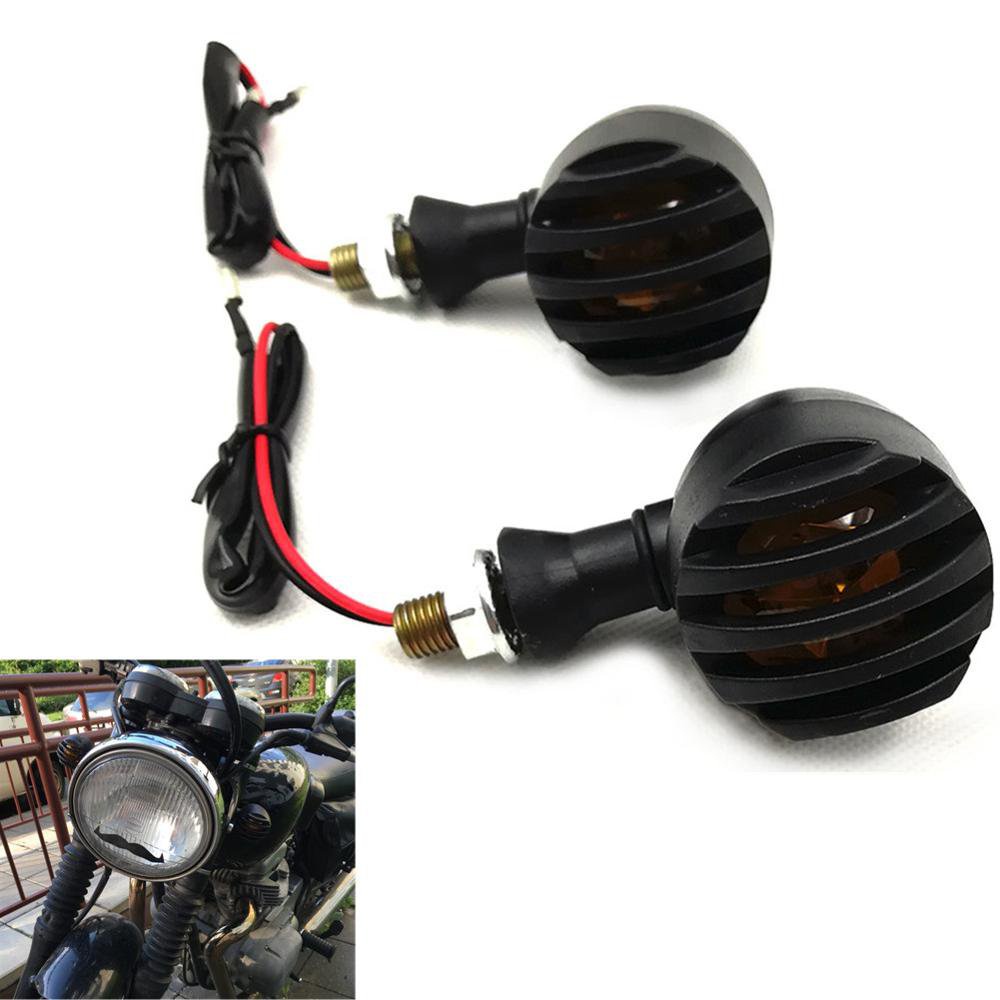 Motorcycle black Grill Bullet Turn Signal Indicator Light Lamp For Harley Davidson Cafe Racer lamp L #7