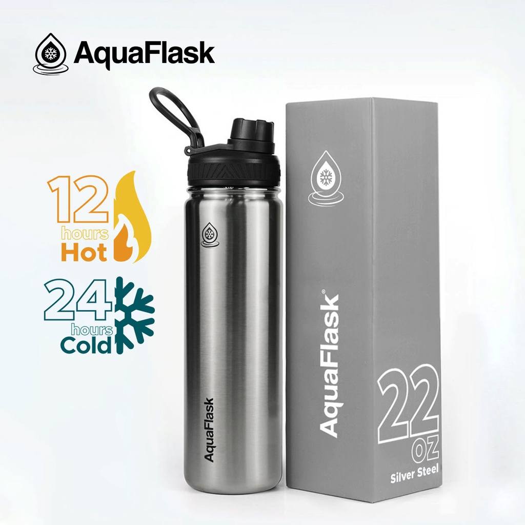 Aquaflask 22oz Wide Mouth with Spout Lid Vacuum Insulated Stainless