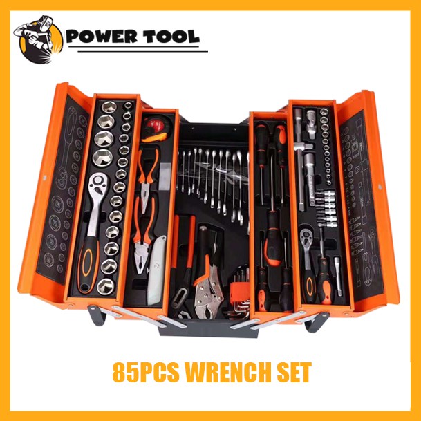 85PCS Socket Wrench Set Repair/Home Hand Tool Set With Tin Box