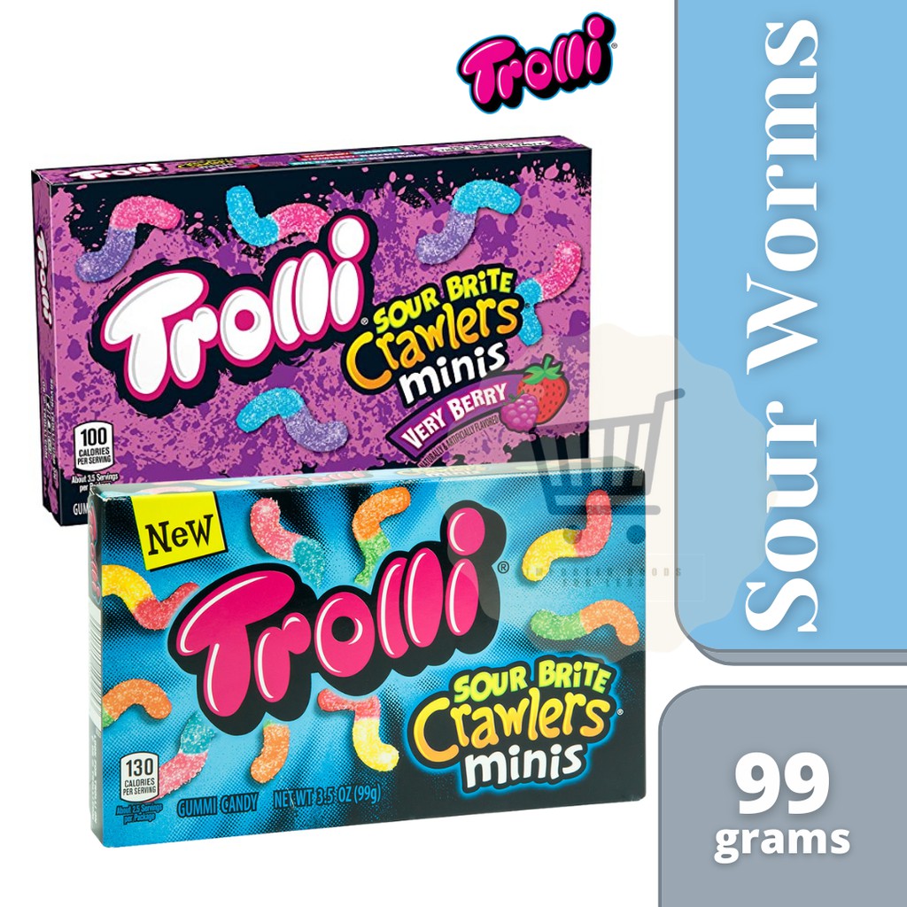 Trolli Sour Brite Crawlers Gummy Worms Very Berry Watermelon Tropical Original Shopee