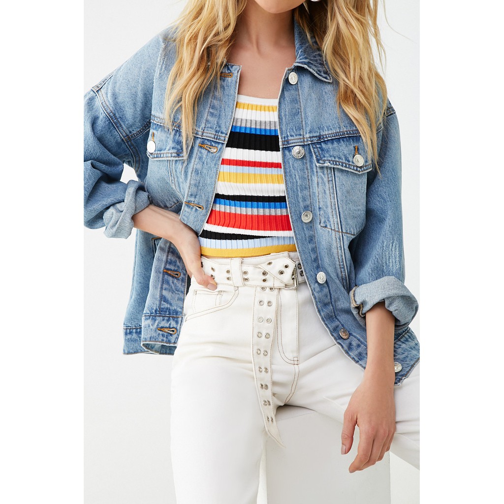 womens distressed denim jacket