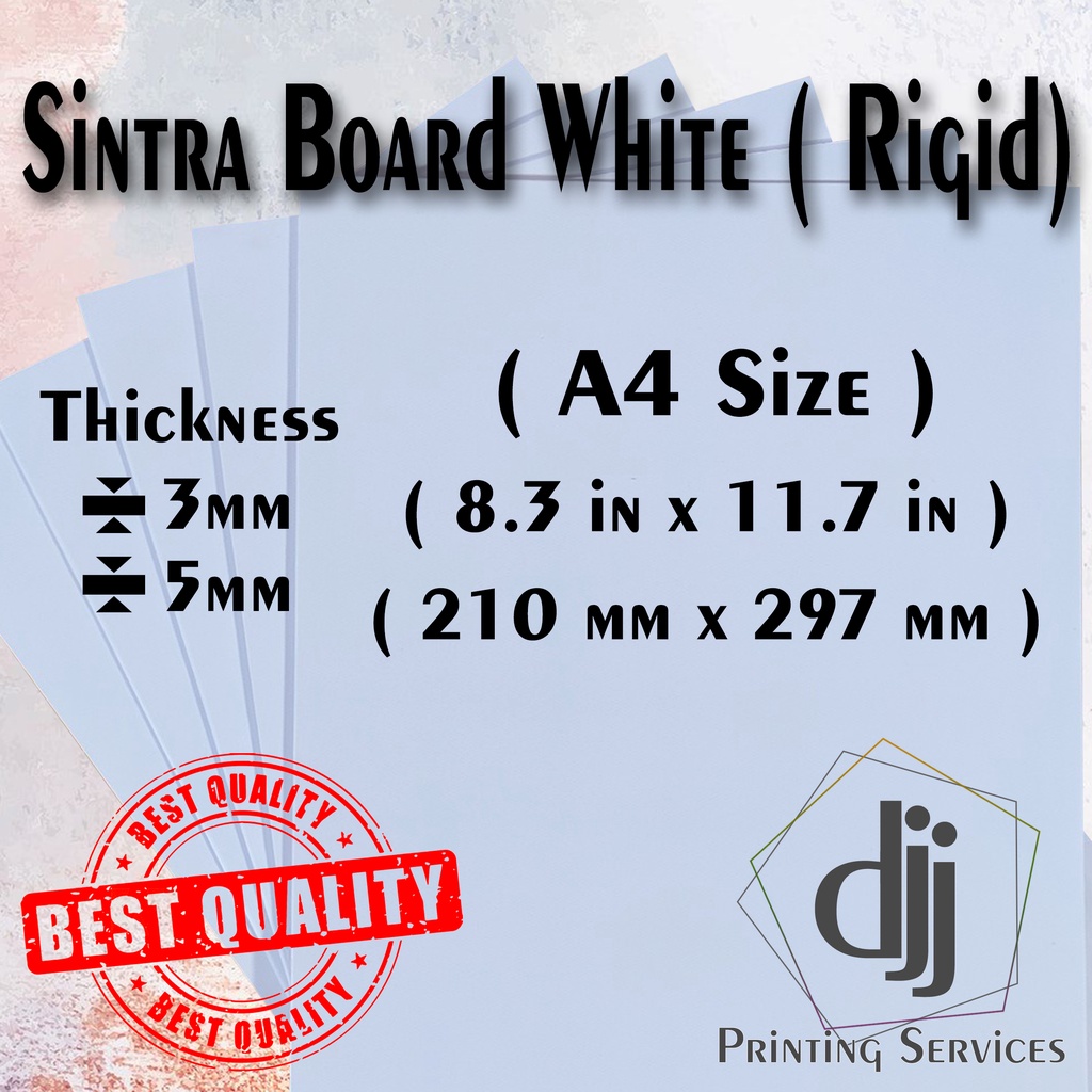 Sintra Board White (2mm/3mm/5mm A4 size) 5Pcs.