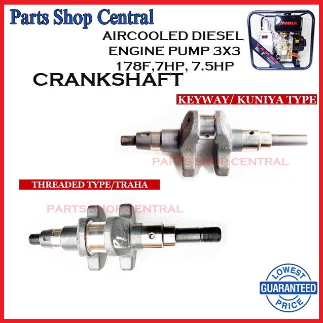 CRANKSHAFT 178F KEYWAY/ THREADED TYPE 19mm AIRCOOLED Diesel Engine