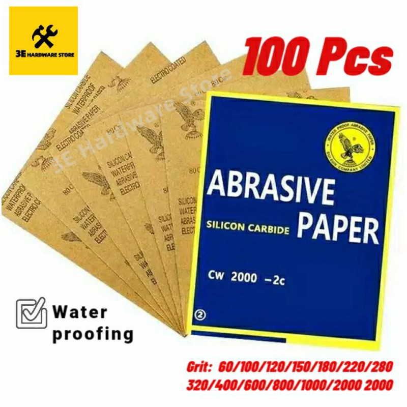 3E 100pcs Waterproof Sand Paper A4 60/80/100/120/150/180/240/320/400