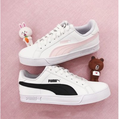 puma smash vulc white pink