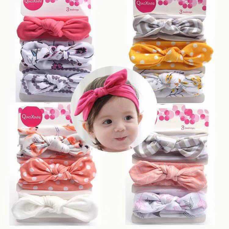 PHILIPPINES NO.1 3 PCS Baby Girls Toddler Bow Headbands Stretchy Turban ...