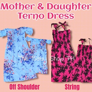Set of 2pcs Mother and Daughter Terno Dress Smocking Dress Twinning Off Shoulder Dress Mom and Baby