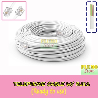 Telephone wire w/ rj11 (10m, 20M, 25M, 30M, 40M, 50M) READY TO USE-WHITE