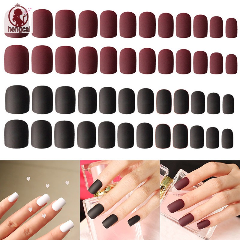 24pcs Ladies Fake Finger Nails Frosted Matte Short False Nails Diy