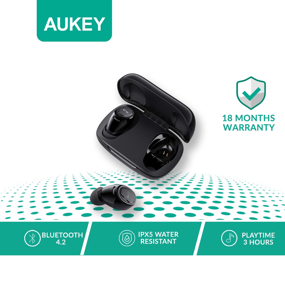 Aukey True Wireless Bluetooth Earbuds Earphones Stereo Calls, Noise