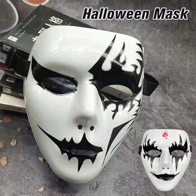 Halloween Mask White Hand-Painted Mask Masquerade Show Hip Hop Street ...