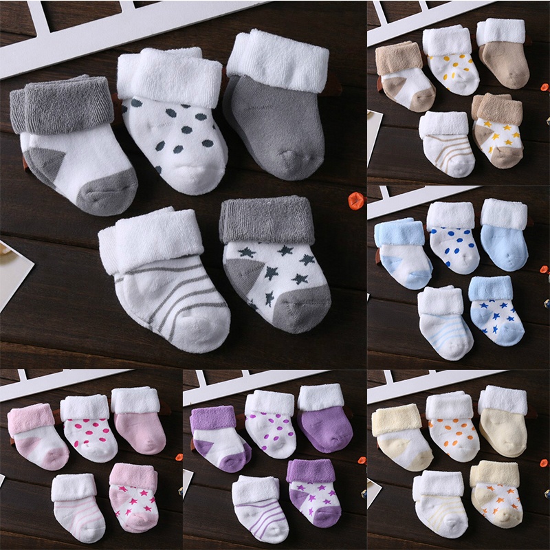 [Ready Stock]5 Pairs/set Baby Socks 100 Cotton Cute Soft Socks for