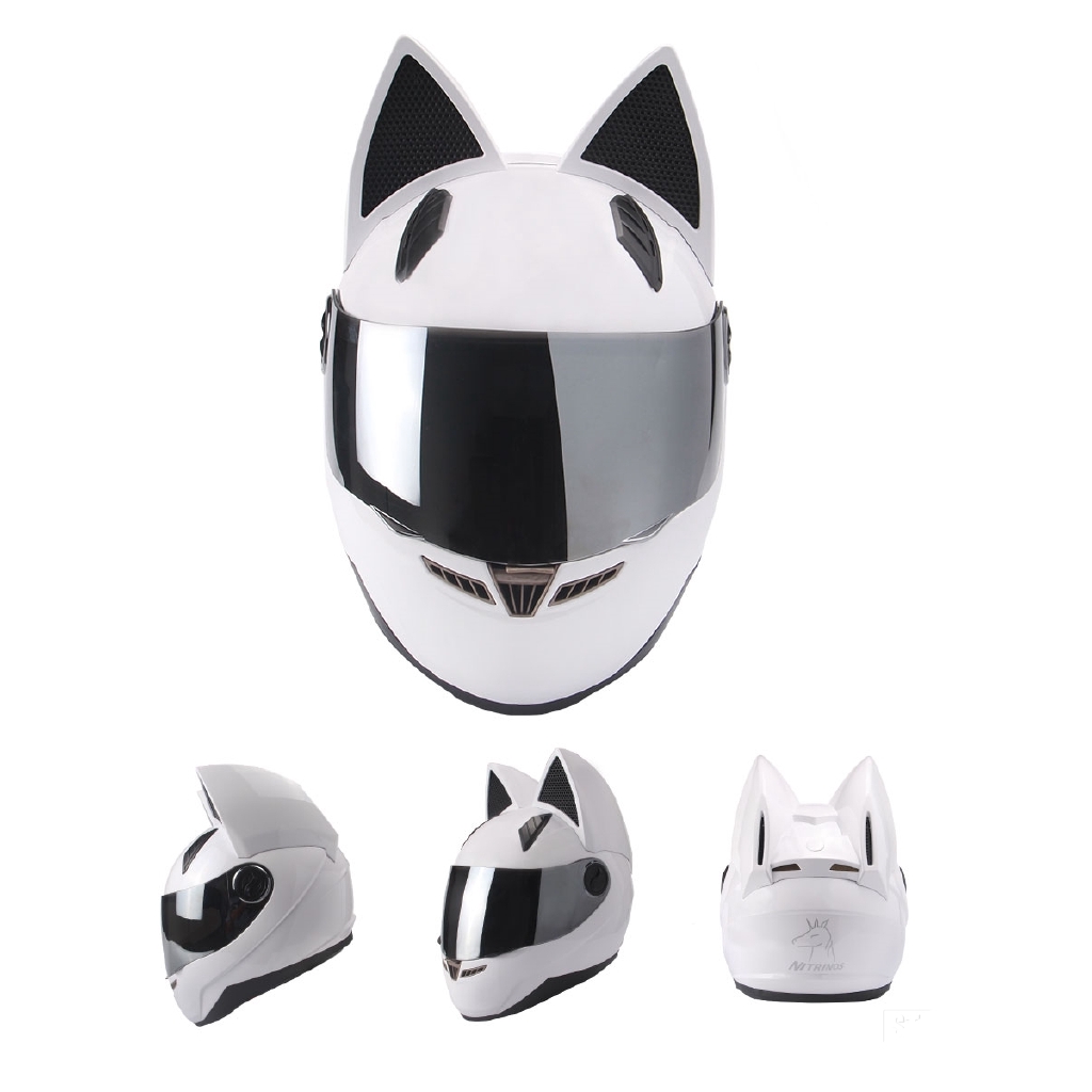 NITRINOS Motorcycle Full Face Helmet Women Cat Ear Women | Shopee