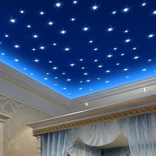 Bk 100 Pcs Home Glow In The Dark Stars Ceiling Wall Stickers Baby Bedroom 3d Decal