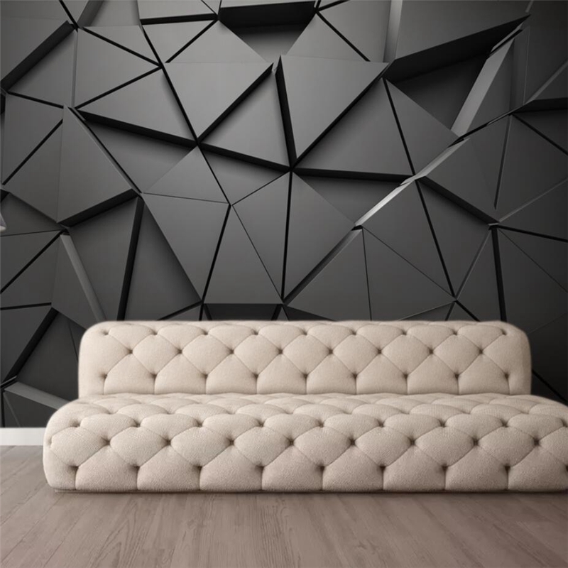 Customized Size * Modern Stylish 3D Wallpaper Solid Geometric  Abstract Gray Triangle Background Wallpaper Bedding Room Wall Decorate |  Shopee Philippines