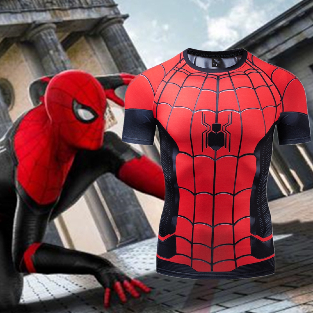 Spider Man Far From Home T Shirts Peter Parker 3d Print Tshirt Superhero Spiderman Compression Shirt Cosplay Tee Tops Shopee Philippines - roblox spider man far from home event