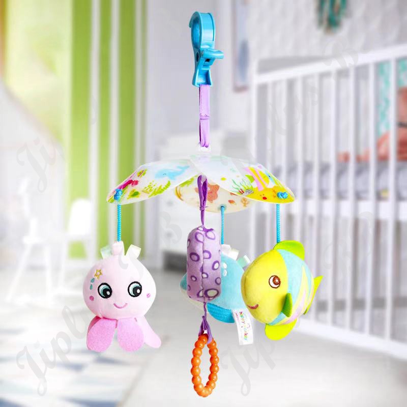 #JP180 Happy Monkey baby toy animal stroller crib DOLL soft plush hanging rattle bell toddler toy