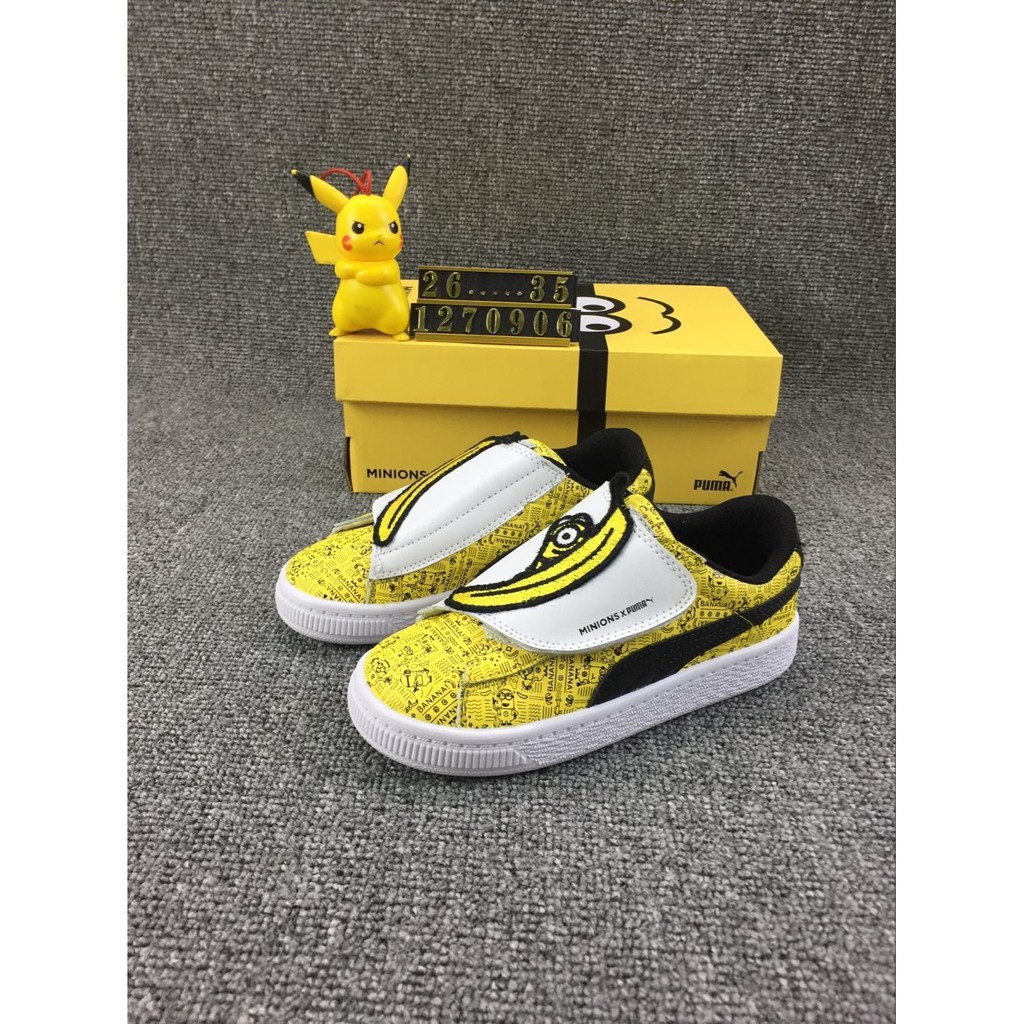 puma minions suede heart fluffy children trainer
