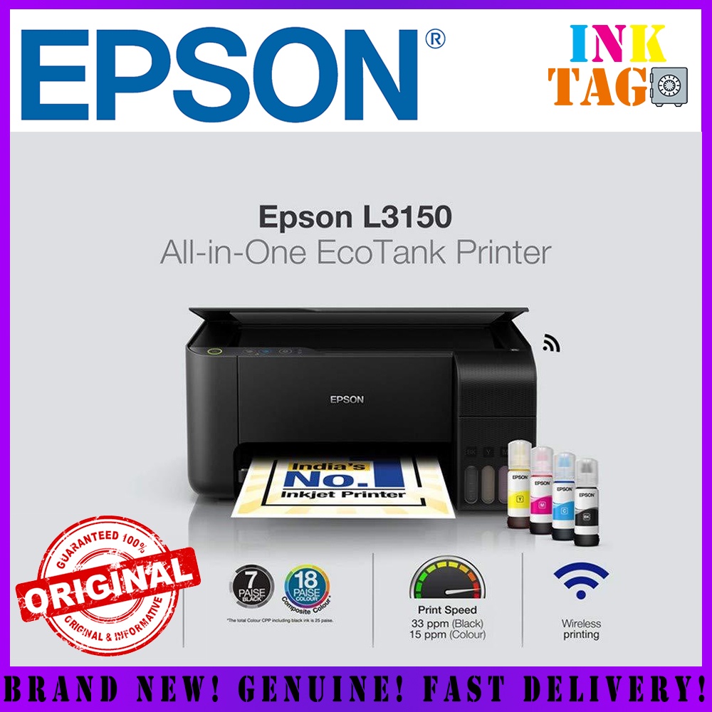 Epson EcoTank L3150 Wi-Fi All-in-One Ink Tank Printer Compact ...