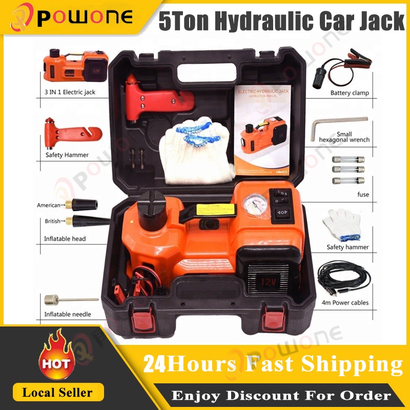 Car Electric Jacks Tool 12V 5Ton Hydraulic Floor Jack Set Tire ...