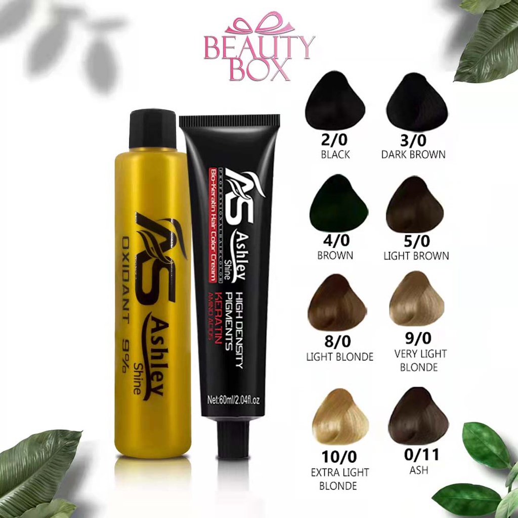 Ashley Shine Hair Color 60ml Bio-Keratin Colors + Oxidizing Cream 60ml ...