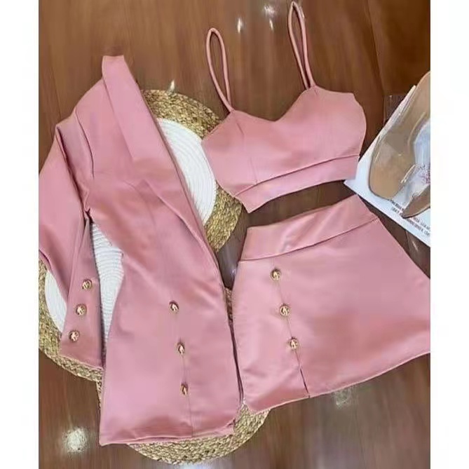 New 3in1 Terno Top Short And Blazer Korean Fashion Terno Shopee