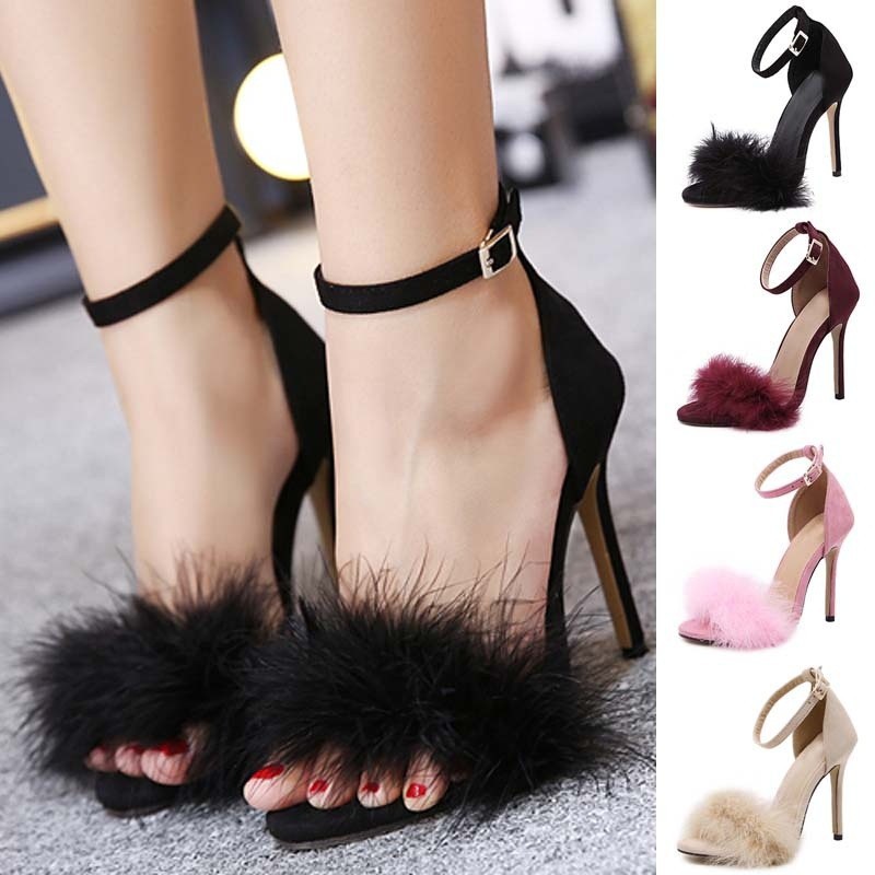 high heels fur