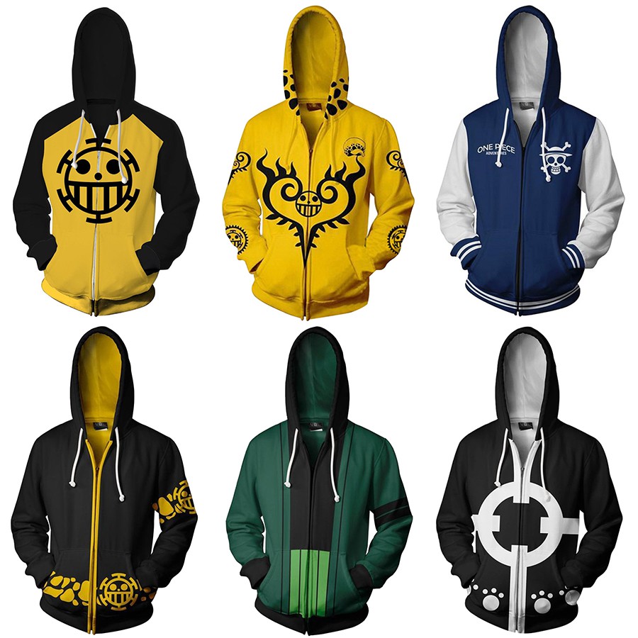 One Piece Hoodie Men S Casual Zipper Hoodie Sweater Japanese Anime Cosaplay Luffy Trafalgar Law Shopee Philippines