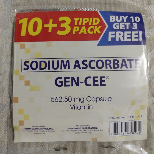 Gen Cee Non Acidic Vitamin C Tipid Pack 13 Capsules Shopee Philippines