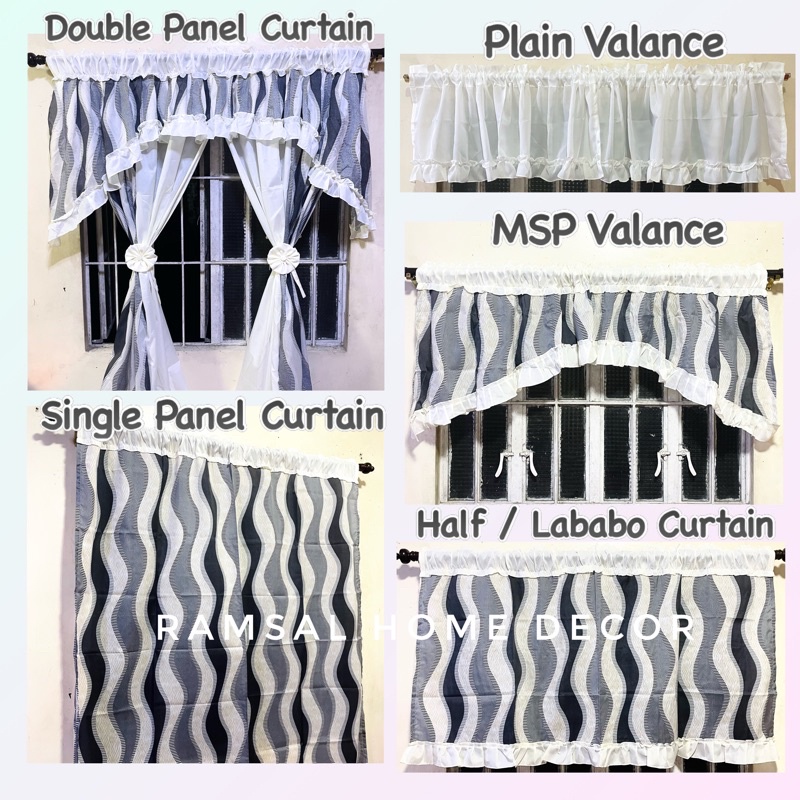 Browley Gray Curtain Set ( Lababo Curtain, Valance, Single and Double