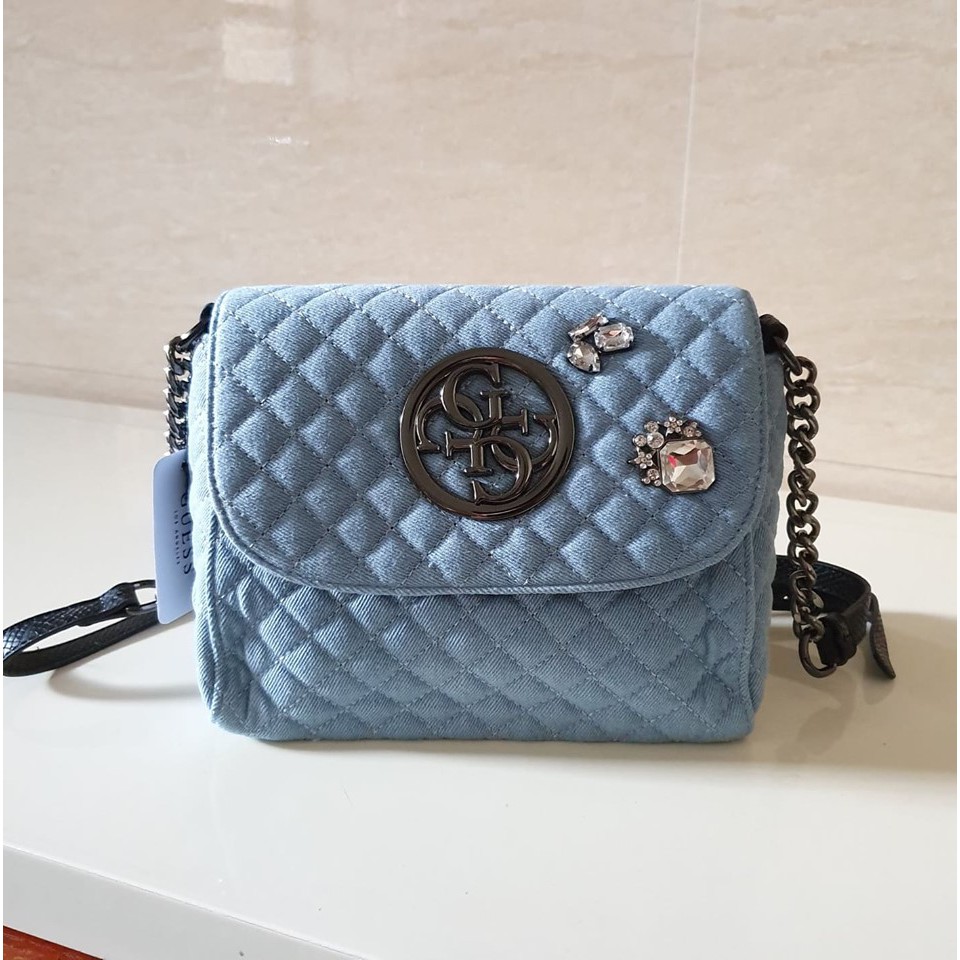 Guess Women S Denim G Lux Mini Crossbody Flap Shopee Philippines