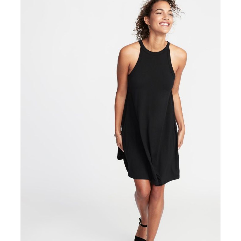 OLD NAVY Highneck Sleeveless Jersey Knit Swing Dress Black Shopee