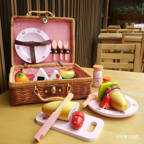 wooden picnic set toy