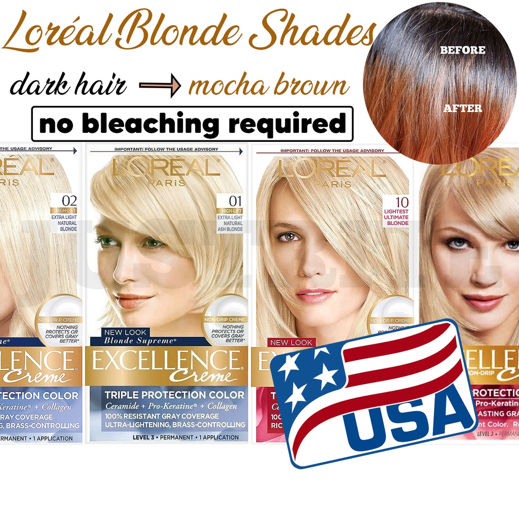 L'Oreal Paris Excellence Creme Blonde (USA Stocks) For Gray Hair Coverage Loreal  Hair Color | Shopee Philippines