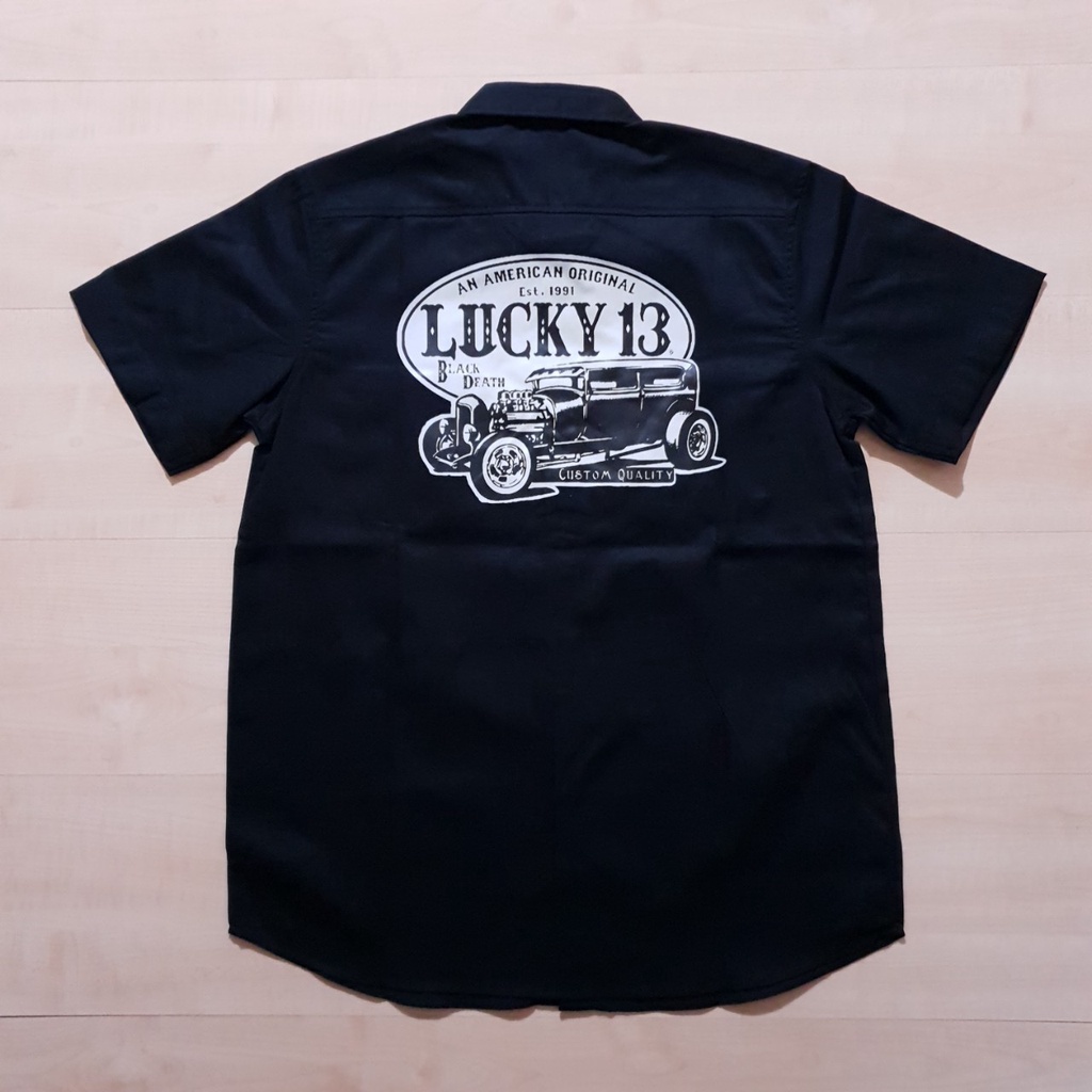 KEMEJA Workshirt DICKIES X LUCKY 13 BLACK DEATH Shirt | Shopee Philippines