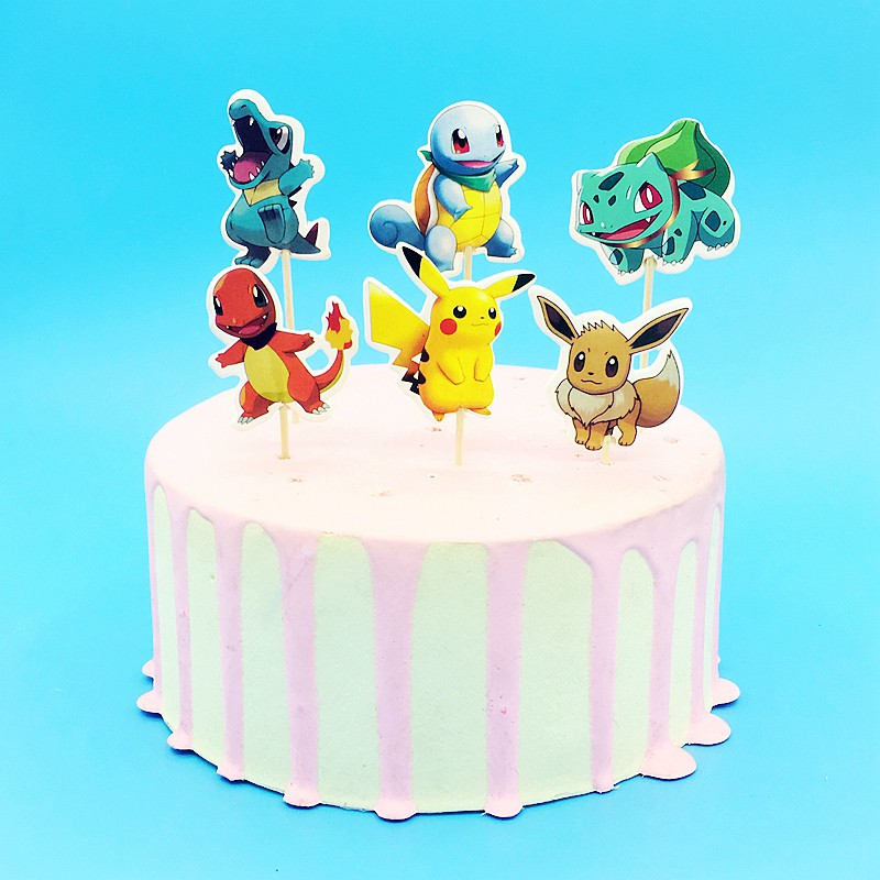 48PCS Pikachu Cupcake Toppers Party Cake Toppers The Pokeman Go Pikachu Theme Happy Birthday Party Supplies Cake Decorations for Baby Shower Kids Birthday Party 