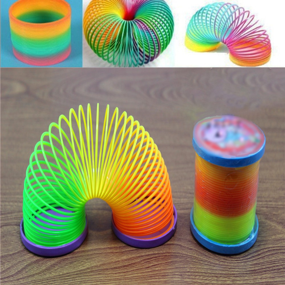 Colorful Rainbow Plastic Spring Toy Walking Slinky Magic Circle ...