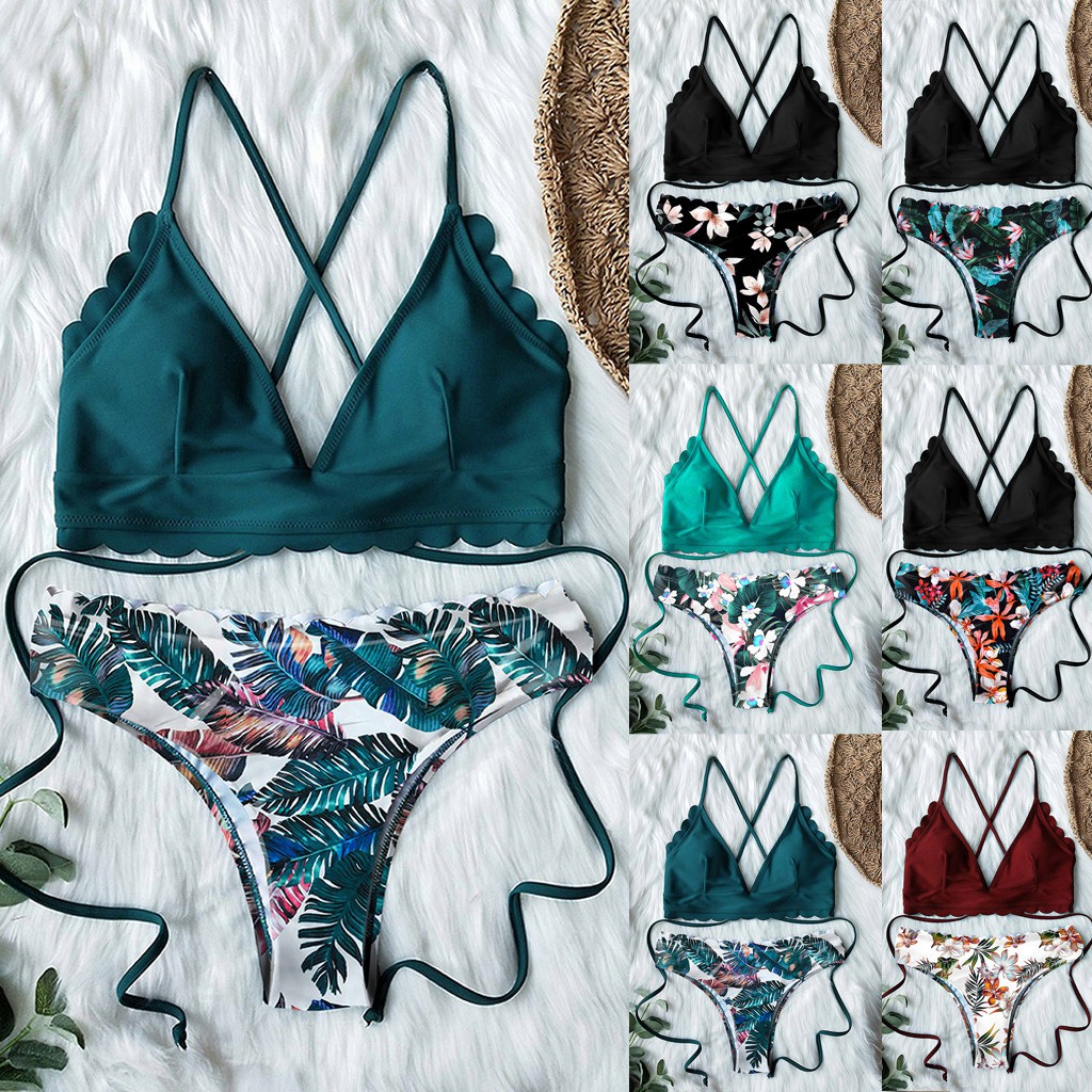 scalloped two piece swimsuit